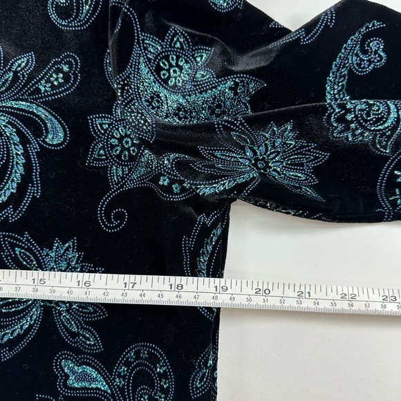 NWOT Notations Glitter Paisley Print Jacket & Shell MEDIUM Black Blue Velvet - Picture 5 of 8